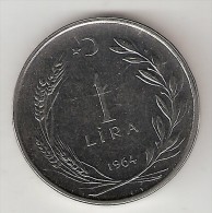 *turkye  1 Lira   1964 Km  889a.1   Unc !!! - Türkei