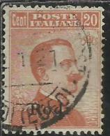 COLONIE ITALIANE EGEO 1918 1922 RODI SOPRASTAMPATO D´ITALIA ITALY OVERPRINTED CENT. 20 FILIGRANA WATERMARK  USATO USED - Egée (Rodi)