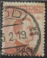 COLONIE ITALIANE EGEO 1918 1922 RODI SOPRASTAMPATO D´ITALIA ITALY OVERPRINTED CENT. 20 FILIGRANA WATERMARK  USATO USED - Egée (Rodi)