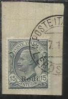 COLONIE ITALIANE EGEO 1918 1922 RODI SOPRASTAMPATO D´ITALIA ITALY OVERPRINTED CENT. 15 USATO USED OBLITERE´ - Aegean (Rodi)