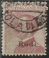COLONIE ITALIANE EGEO 1922 1923 RODI SOPRASTAMPATO D'ITALIA ITALY OVERPRINTED CENT. 85c USATO USED OBLITERE' - Aegean (Rodi)