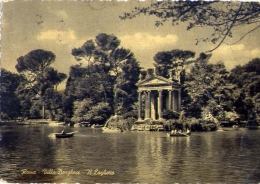 Roma - Villa Borghese - Il Laghetto - 1958 - Formato Grande Viaggiata Mancante Di Affrancatura - Parchi & Giardini