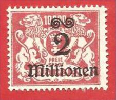 GERMANIA DANZICA MH - 1923 - Francobolli Del 1922 Con Nuovo Valore In Sovrastampa - 2 Mn. Rosso Lilla - UNI. 149 - Mint