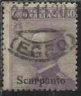 COLONIE ITALIANE EGEO 1912 SCARPANTO SOPRASTAMPATO D´ITALIA ITALY OVERPRINTED CENT. 50 CENTESIMI USATO USED OBLITERE´ - Egeo (Scarpanto)