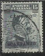 COLONIE ITALIANE EGEO 1916 SCARPANTO SOPRASTAMPATO D´ITALIA ITALY OVERPRINTED CENT. 20 SU 15 C. USATO USED OBLITERE´ - Aegean (Scarpanto)