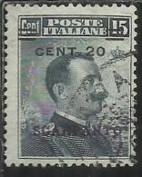 COLONIE ITALIANE EGEO 1916 SCARPANTO SOPRASTAMPATO D´ITALIA ITALY OVERPRINTED CENT. 20 SU 15 C. USATO USED OBLITERE´ - Ägäis (Scarpanto)