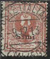 COLONIE ITALIANE EGEO 1912 SIMI SOPRASTAMPATO D´ITALIA ITALY OVERPRINTED CENT. 2 CENTESIMI USATO USED OBLITERE´ - Egeo (Simi)