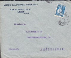 Portugal VICTOR D'ALCANTARA KNOTZ, LISBOA 1926 Cover Letra To Denmark 1.60 E Ceres Stamp - Lettres & Documents