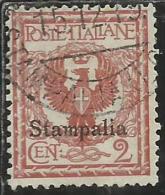 COLONIE ITALIANE EGEO 1912 STAMPALIA SOPRASTAMPATO D´ITALIA ITALY OVERPRINTED CENT. 2 CENTESIMI USATO USED OBLITERE´ - Aegean (Stampalia)