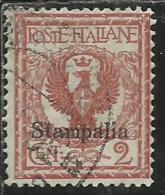 COLONIE ITALIANE EGEO 1912 STAMPALIA SOPRASTAMPATO D´ITALIA ITALY OVERPRINTED CENT. 2 CENTESIMI USATO USED OBLITERE´ - Egée (Stampalia)