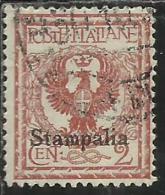 COLONIE ITALIANE EGEO 1912 STAMPALIA SOPRASTAMPATO D´ITALIA ITALY OVERPRINTED CENT. 2 CENTESIMI USATO USED OBLITERE´ - Egée (Stampalia)