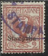 COLONIE ITALIANE EGEO 1912 STAMPALIA SOPRASTAMPATO D´ITALIA ITALY OVERPRINTED CENT. 2 CENTESIMI USATO USED OBLITERE´ - Egeo (Stampalia)