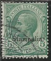 COLONIE ITALIANE EGEO 1912 STAMPALIA SOPRASTAMPATO D´ITALIA ITALY OVERPRINTED CENT. 5 CENTESIMI USATO USED OBLITERE´ - Aegean (Stampalia)