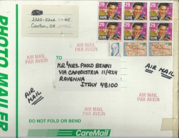 UNITED STATES - PHOTO MAILER COVER SENT TO ITALY NOT POSTMARKED W 6 ELVIS STS OF 29 C + 2 OREGON TRAIL STS OF 29 + 1 ST - Elvis Presley