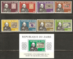 Zaire 1980 Mi# 631-638, Block 32 ** MNH - Sir Rowland Hill, Originator Of Penny Postage - Unused Stamps