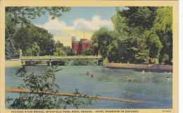 Nevada Reno Truckee River Bridge Wingfield Park Curteich - Reno