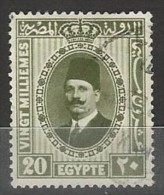 EGYPT POSTAGE 1927 - 1937 KING FUAD / FOUAD STAMP 20 MILL - MILLEMES FRENCH ISSUE USED - Oblitérés