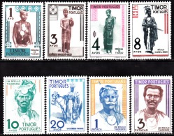 TIMOR -1948,  Indígenas.  (1.º Grupo)   (Série, 8 Valores)  Pap. Liso D. 14 1/4   ** MNH  MUNDIFIL  Nº 261/8 - Timor