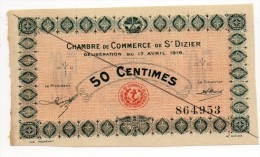 St Dizier - 50 Centimes 1916 - Barré - Chamber Of Commerce