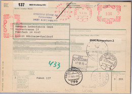 MOTIV HAUSHALT LEDER 1985-10-16 Kirchberg Paketkarte Hammann Lederfabrik - Affranchissements Mécaniques