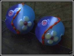 2 Perles Artisanales Plates En Verre Environ 20mm - Perlas