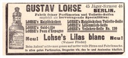 Original Werbung - 1891 - Gustav Lohse In Berlin , Parfum , Parfumerie !!! - Ohne Zuordnung