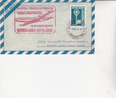 LETTRE PREMIER VOL TRANSCONTINENTAL BUENOS AIRES -NEW YORK -18 AOUT 1958 - Lettres & Documents