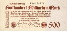 Deutschland, Germany - 500 Mrd. Mark, Reichsbanknote, Ro. 124 D,  ( Serie B ) UNC, 1923 ! - 500 Milliarden Mark