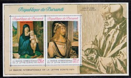 Burundi MH Scott #369a Souvenir Sheet Of 2 Paintings By Durer - International Letter Writing Week - Unused Stamps