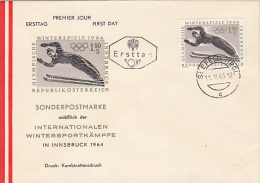 9088- INNSBRUCK'64 WINTER OLYMPIC GAMES, SKIING, COVER FDC, 1963, AUSTRIA - Winter 1964: Innsbruck