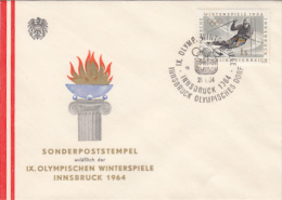 9091- INNSBRUCK'64 WINTER OLYMPIC GAMES, SKIING, COVER FDC, 1964, AUSTRIA - Winter 1964: Innsbruck