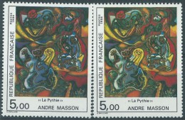 [01] Variété : N° 2342 André Masson Vert Au Lieu De Bleu + Normal  ** - Unused Stamps