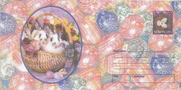 597FM- RABBITS, EASTER EGGS, COVER STATIONERY, 2001, ROMANIA - Rabbits