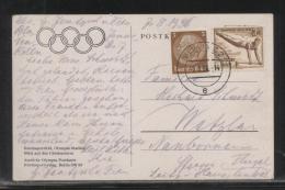 GERMANY 1936 THIRD REICH OLYMPICS REICHSSPORTFELD OLYMPIA POSTCARD USED BERLIN C2 (e) OLYMPIC SPORTS - Verano 1936: Berlin