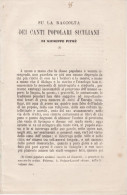 PALERMO  1871/  Estratto Dal Giornale Di Sicilia Di Palermo " SU LA RACCOLTA DEI CANTI POPOLARI SICILIANI DI G. PITRE' " - Old Books
