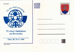 SP-564 CARTOLINA POSTALE SLOVACCA DEL 1994 70 KOROV SALEZIANOV NA SLOVENSKU - Cartas & Documentos