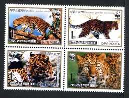 COREE DU NORD 1998, WWF PANTHERES, 4 Valeurs Se-tenant, Neufs / Mint. R1229 - Unused Stamps