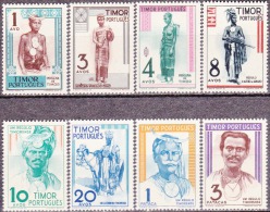 TIMOR - 1948,  Indígenas. (1.º Grupo)  (Série, 8 Valores)  Pap. Liso D. 14 1/4   * MH  MUNDIFIL Nº 261/8 - Timor