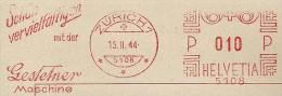 Freistempel  "Gestetner, Vervielfältigungsmaschinen, Zürich"               1944 - Postage Meters