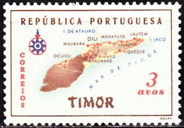 TIMOR - 1956, Carta Geográfica De Timor.  3 A.    Pap. Esmalte.  D. 14 X 13   ** MNH  MUNDIFIL  Nº 296 - Timor