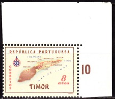 TIMOR - 1956, Carta Geográfica De Timor.  8 A.    Pap. Esmalte.  D. 14 X 13   ** MNH  MUNDIFIL  Nº 297 - Timor