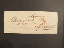 (3054) Precurseur De Liege Vers Anvers 24/10/1847 Cachet D'arrivé Numero 4 (Herlant) Voorloper Met Aankomststempel Numer - 1830-1849 (Onafhankelijk België)