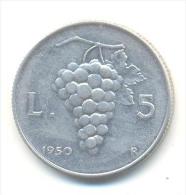 ITALIA REPUBBLICA  5 LIRE ANNO 1950 - 5 Lire