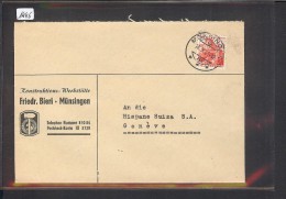 SUISSE - MÜNSINGEN - BIERI - KONSTRUKTIONS WERKSTÄTTE - Storia Postale