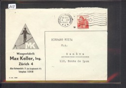 SUISSE - ZURICH - MAX KELLER - WAAGENFABRIK - Storia Postale