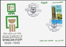 Egypt 1998 First Day Cover - FDC NATIONAL BANK 100 YEARS ANNIVERSARY 1989 - 1889 - Covers & Documents