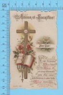 Santini Holy Card Image Pieuse ( Amour Et Sacrifice, Bouasse ) Chromo Dorure Debut 20e Siecle Recto/verso - Images Religieuses