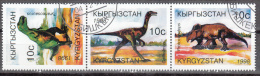 Kyrgyzstan  Dino. Strip Of 3    Used   Year  1998 - Kirgisistan