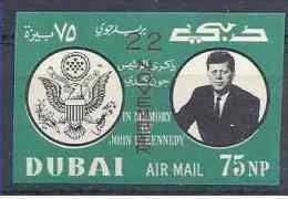 1964 DUBAI Michel 144B** Kennedy, Surchargé , Non Dentelé - Dubai