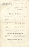 Liste Des Prix - Prijslijst - Landbouw Meststoffen Engrais - Ide Dewilde Anvers Antwerpen 1913 - Agricoltura